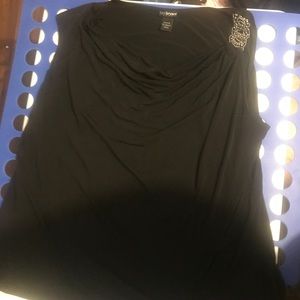 Lane Bryant Black 22/24W sleeveless top with beaded shoulder detail